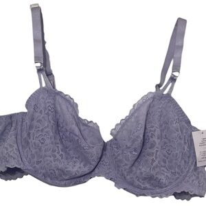 Auden Lavender Balconette Bra Lace Underwire Unlined Size 42C